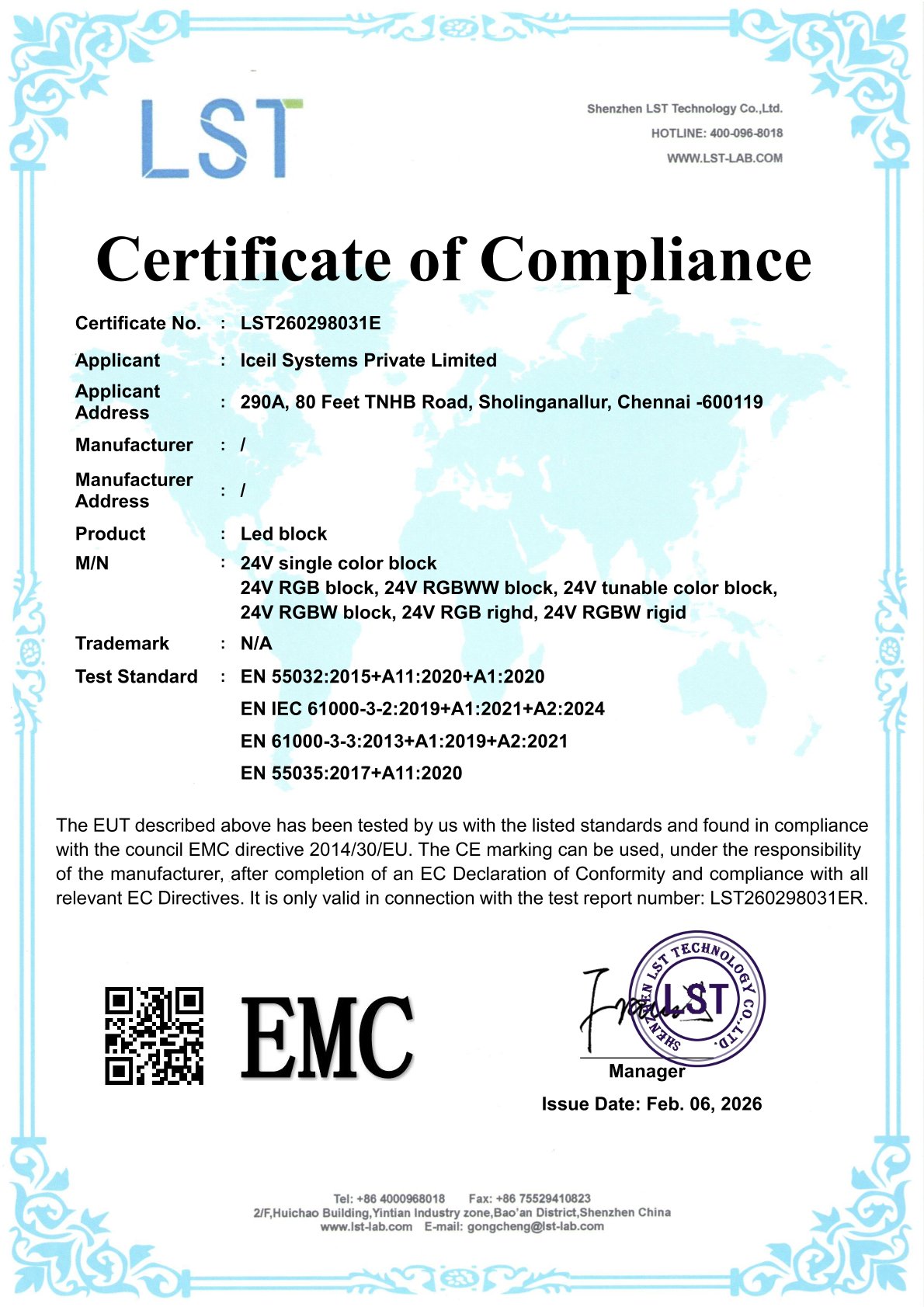 Iceil LED - EMC Certficate
